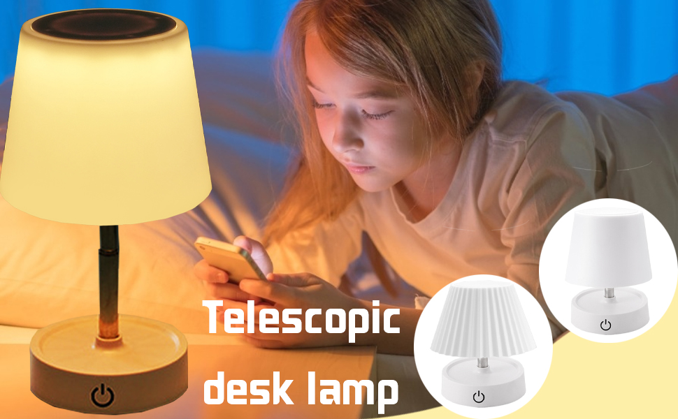 Настільна LED лампа акумуляторна 2 шт., телескопічна, з USB зарядкою, диммер сенсорний, нічник для спальні, вітальні, приліжкова