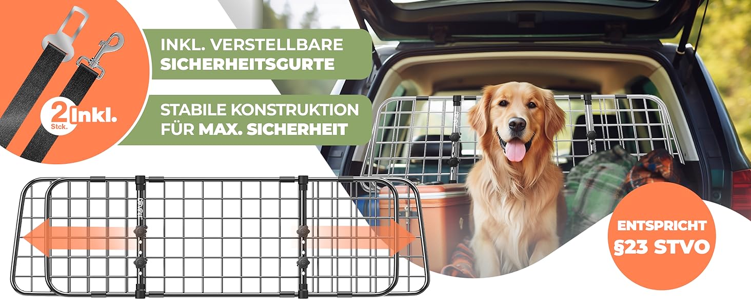 Сітка для собак в авто, бар'єр для собак, захисна сітка для багажника, універсальна, регульована ширина, чорна