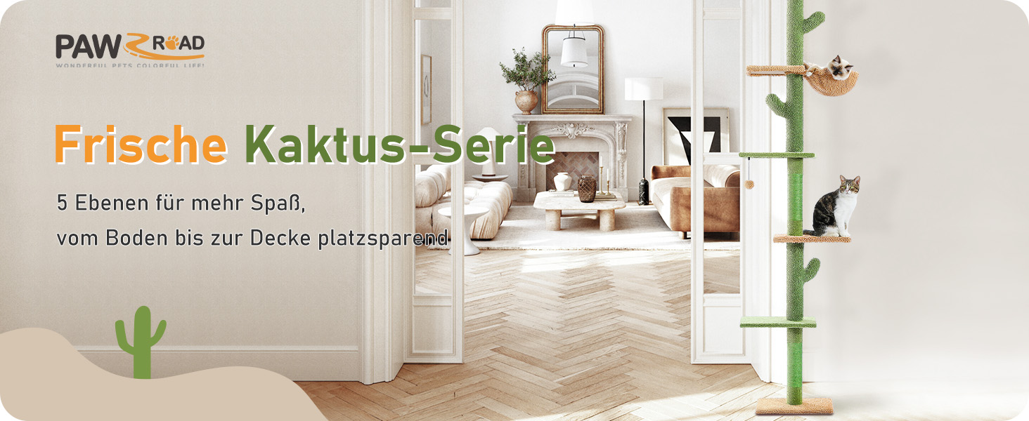 Комплекс для котів PAWZ Road, 5-ярусний, від підлоги до стелі, регульована висота, великий ігровий центр з когтеточкою, зручне ліжко, м'ячик-іграшка для котів/кошенят (зелений)