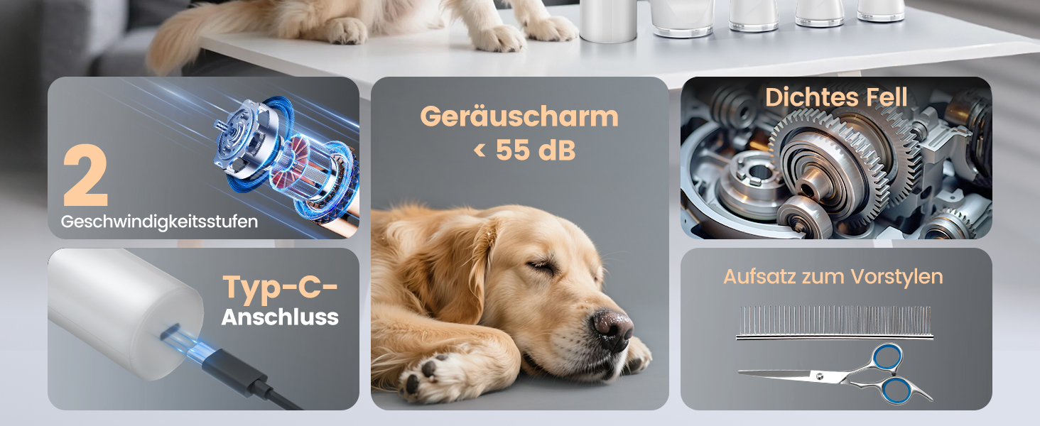 Набір 4 в 1 для стрижки собак: стрижка, триммінг, шліфування кігтів. Підходить для собак та котів. Безшумна модель для грумінгу.