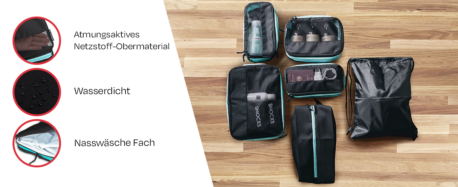 Набір компресійних кубиків для багажу Atacama Premium: 6 шт. (чорний)