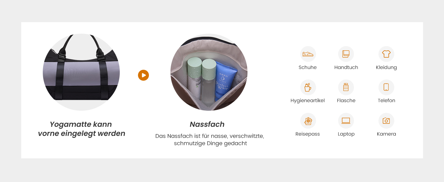 Спортивна сумка LOVEVOOK 50L: для фітнесу, йоги, подорожей, з відділенням для взуття та килимка