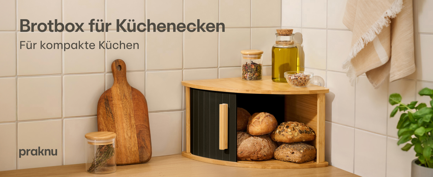 Бротокришка Praknu з дерева з косою та ковзними дверцятами – економія місця – зберігає хліб свіжим – легка збірка з інструкцією (Чорний)