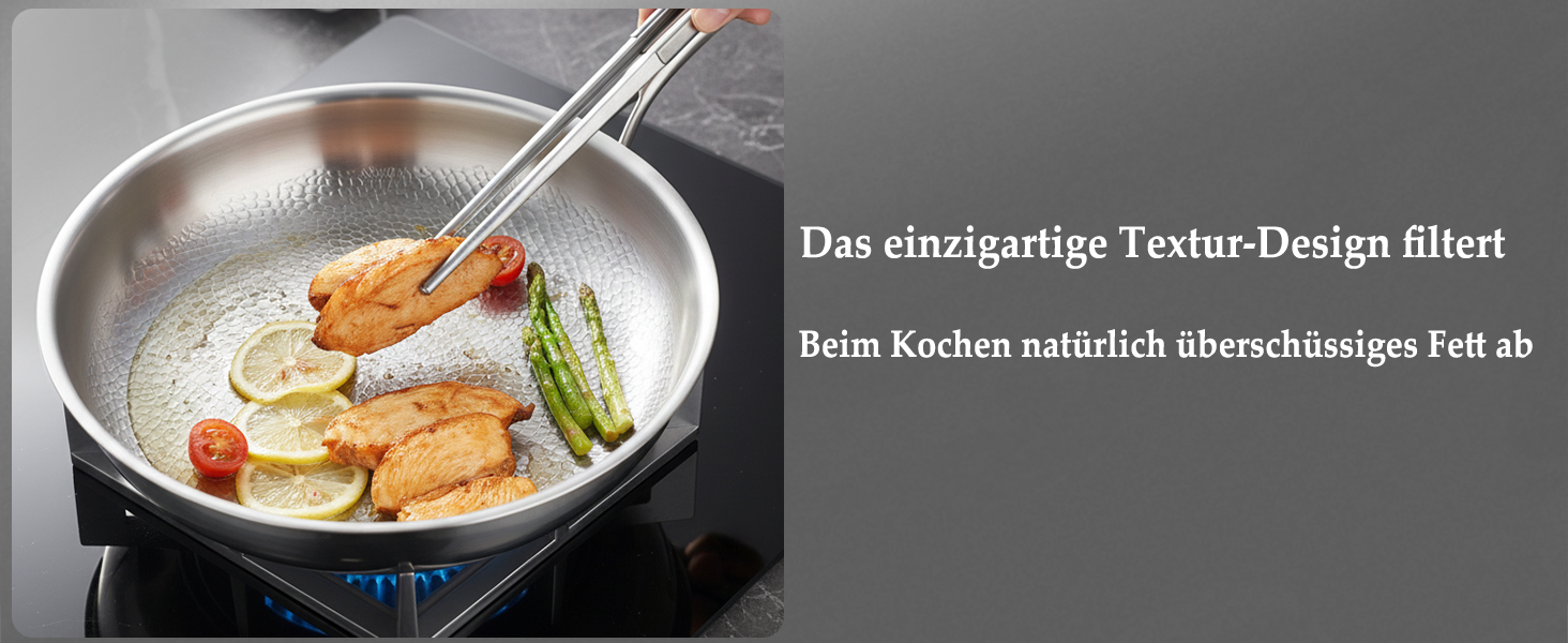 Сковорода з нержавіючої сталі 30 см Titan, з кришкою, для індукційних плит, 18/10, підходить для духовки та посудомийної машини