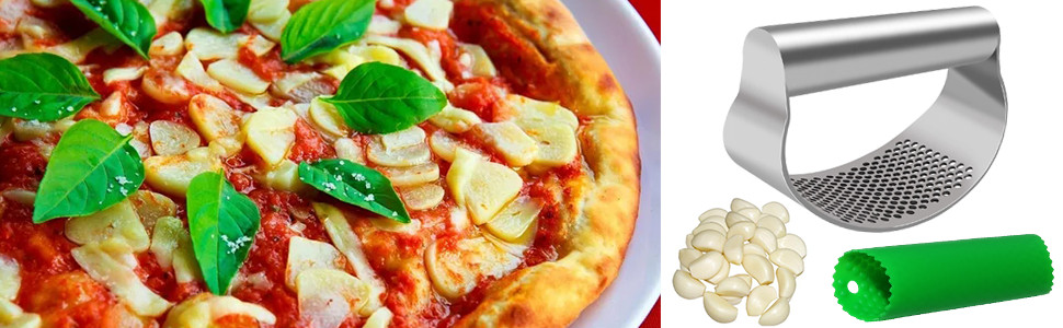 Прес для часнику з нержавіючої сталі, рокер, подрібнювач, прес-подрібнювач часнику, кухонний аксесуар з силіконовим очищувачем