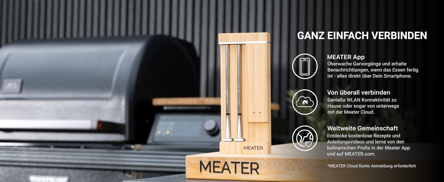 MEATER Pro Duo: Розумний термометр для м'яса | Висока термостійкість 550°C | Велика дальність | Сертифікована точність | Для BBQ, духовки, гриля, коптильні, фритюрниці | 50+ рецептів в додатку