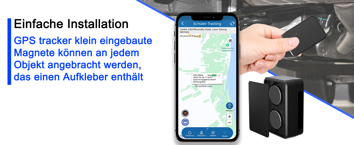 GPS-трекер TKMARS для авто без абонплати, 90 днів автономної роботи, оновлення позиції кожні 5 секунд, потужний магніт, водонепроникний, безкоштовний додаток, 5000 мА·год (TK903 4G 1500 мА·год)