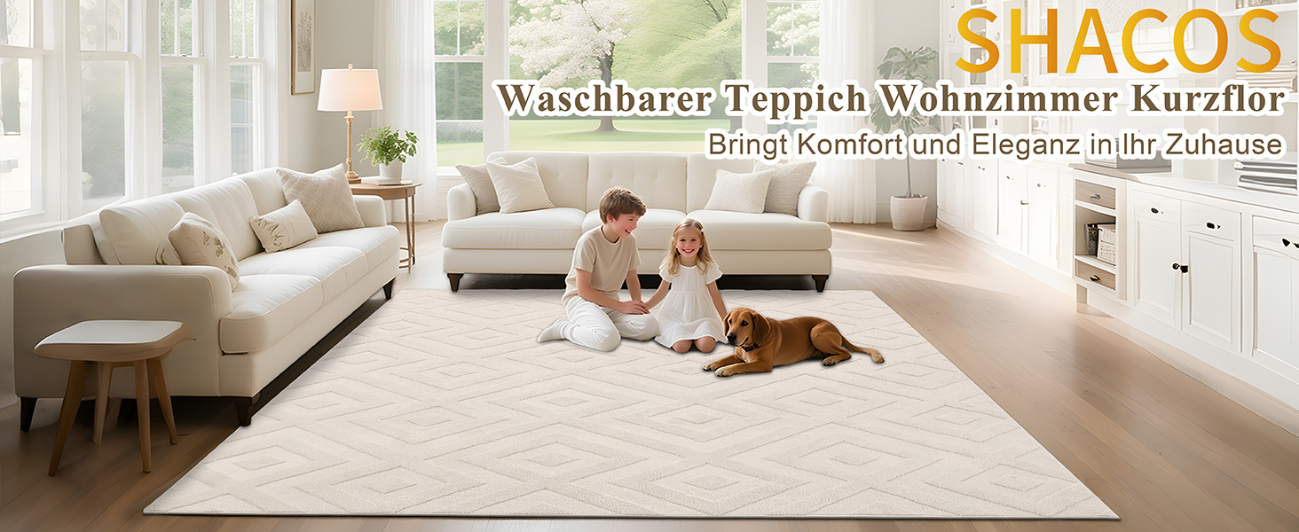 Килим для вітальні SHACOS з коротким ворсом, бежевий, геометричний з 3D ефектом, 120x160 см та 140x200 см