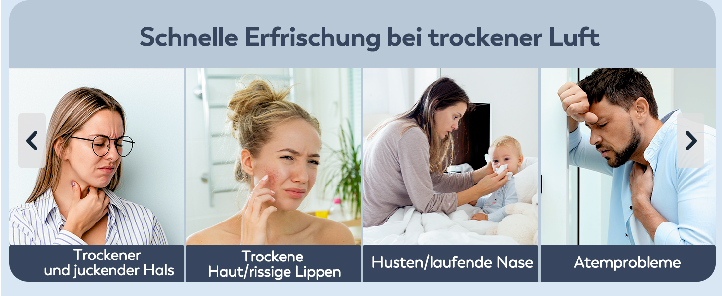 Зволожувач повітря 2.2L для спальні з обертовою насадкою 360°, тихий 28dB, автовимкнення, до 24 годин роботи, легкий у чищенні, для кімнати, дитячої кімнати, рослин