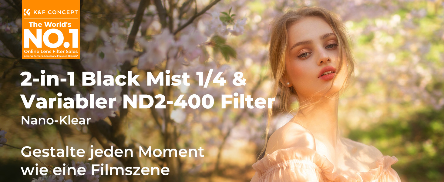 Фільтр K&F CONCEPT 77mm 2-в-1: Black Mist 1/4 та ND2-ND400 з багатошаровим покриттям (Nano-Klear)
