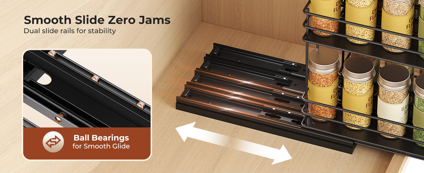 Організатор для спецій Orimade - висувна полиця для спецій, 3 шт (2 шт 5см, чорний)