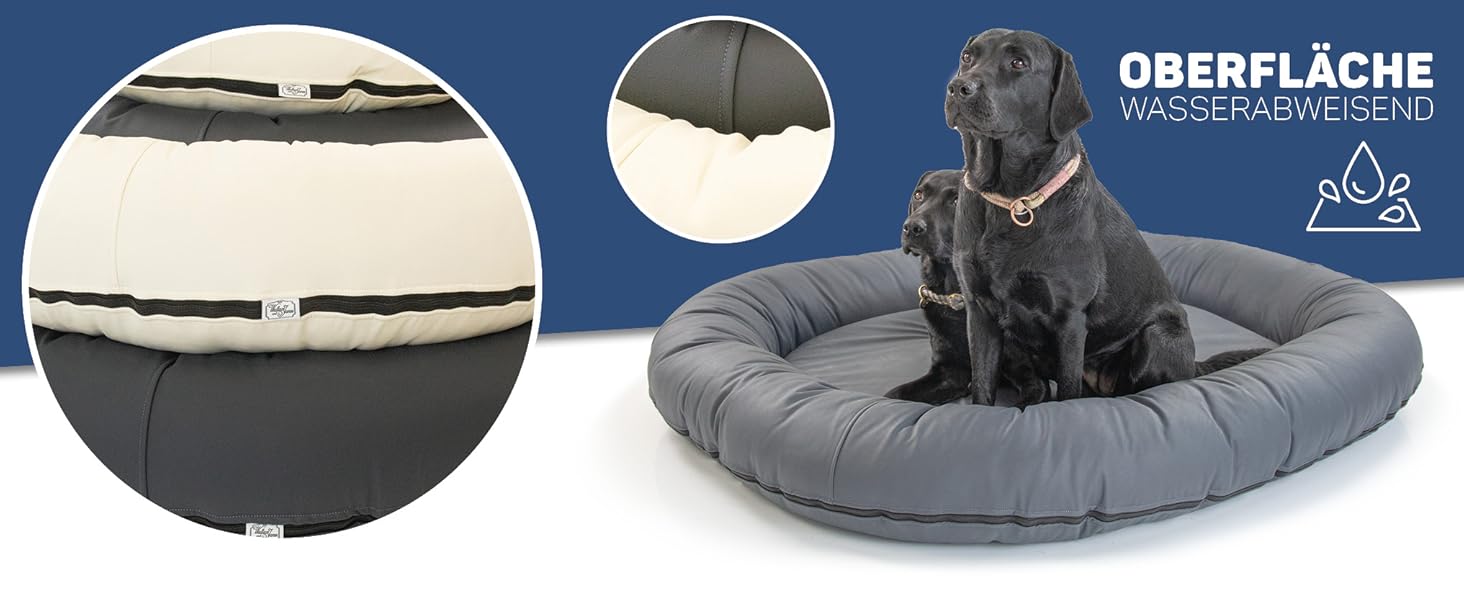 Wallace & Jones | Преміум собаче ліжко Болтон, диван для собак 63x50 см, штучна шкіра, для маленьких собак, прихований блискавка, миється, нековзне, темно-сірий 63 x 50 см, темно-сірий