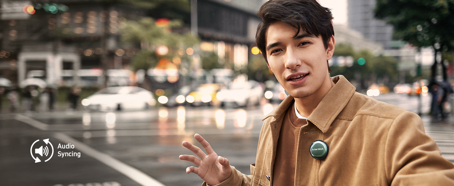 Мікрофон петличний AnkerWork M650 бездротовий, професійний, з шумозаглушенням, 2 канали, радіус дії 200м, акумулятор 15 годин, для Vlogs та стрімінгу (білий)