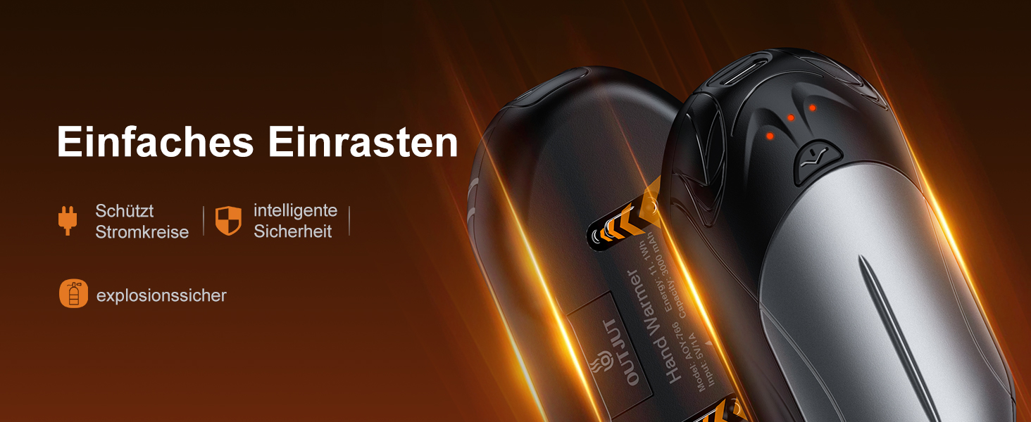 Електричний грілка для рук 2-в-1 OUTJUT 6000mAh з USB, акумулятор 20 годин, 3 режими нагріву, швидкий нагрів, для зимових видів спорту та відпочинку на природі, подарунок на Новий рік (сірий та чорний)