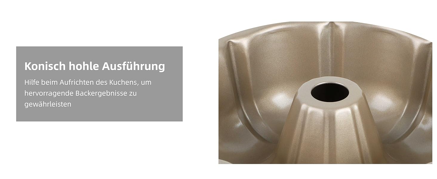 Форма для кексів Onader Gugelhupfform, 25.5 см, з антипригарним покриттям, з нержавіючої сталі, для випікання кексів, хліба, тортів. Золотий колір