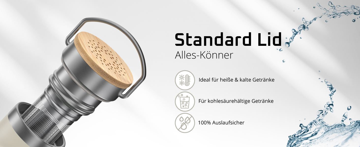 Фляга для води з нержавіючої сталі з трубочкою та інфузером, 3 кришки: BPA-free, не протікає, підходить для газованої води - спортивна фляга, термофляга, ізотермос, 530 мл, рожевий колір бамбук