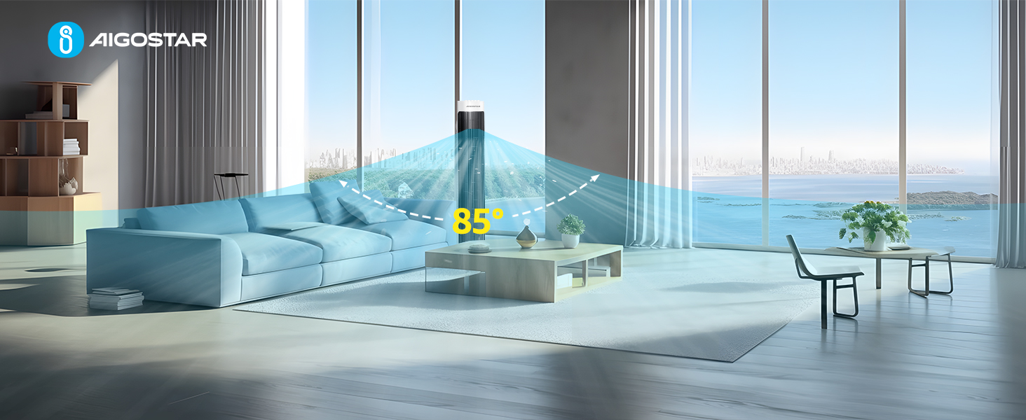 Вентилятор вежний Aigostar Leise Turmventilator 76 см з осциляцією та таймером - 3 швидкості, 45 Вт