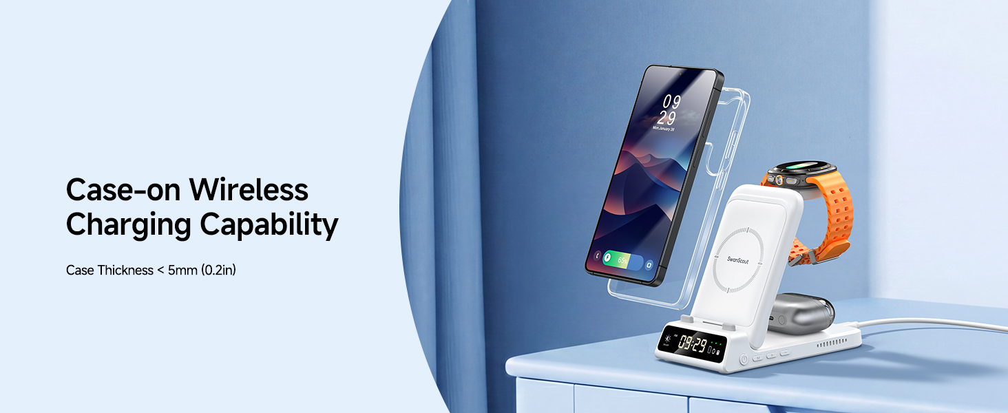 Бездротова зарядка 3-в-1 SwanScout 703S для Samsung Galaxy S26 Ultra/S25/S24/S23, Galaxy Watch 8/8 Classic/Ultra/7/6 та Buds 4/4 Pro - Біла