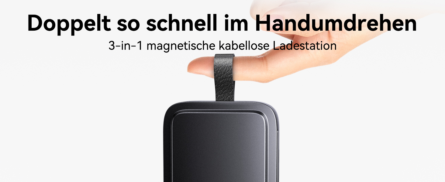 База для зарядки 3-в-1 для Apple: магнітна складна бездротова зарядка з MagSafe для iPhone 17/16/15/14/13/12, Apple Watch та AirPods Pro/4/3/2, чорний