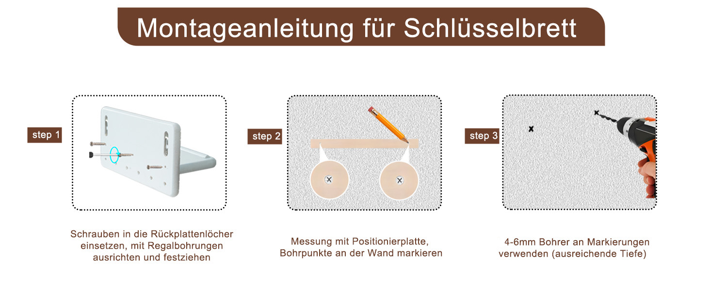Дерев'яне ключниця з полицею та 6 гачками, ключниця на стіну для прихожого, коридору, кухні (білий)