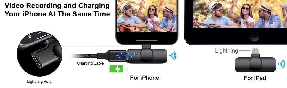Беспроводной петличный микрофон 2St для iPhone/iPad: Plug-and-Play, шумоподавление, для видеоблогинга, YouTube, TikTok (2 шт.)