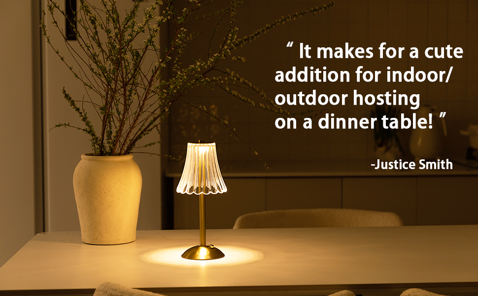 Бездротова LED-лампа настільна з акумулятором, диммер, нічна/настільна лампа для вітальні, спальні, 3 кольори, золота (квіти)