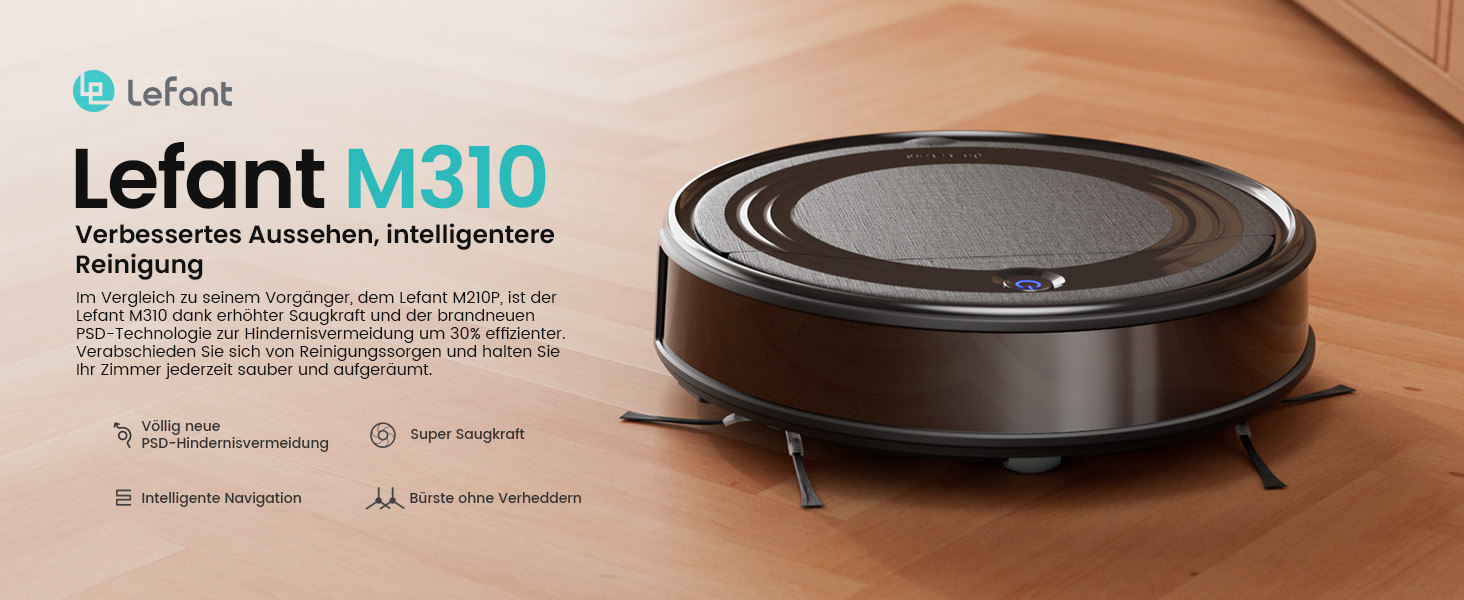 Робот-пилосос LEFANT M310: потужний, з Wi-Fi, для тварин та твердих поверхонь