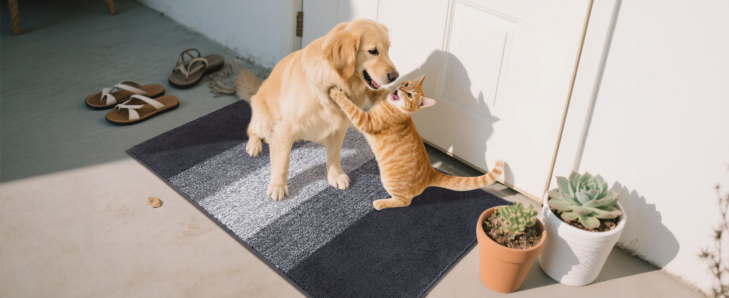 Килимок для дому та ванної кімнати SHACOS, 80 x 120 см, сірий (антиковзка, для входу, для ванної)