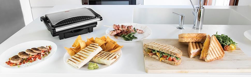 Cecotec Rock'n Grill 1000W Electric Grill with RockStone Non-Stick Coating - Stainless Steel