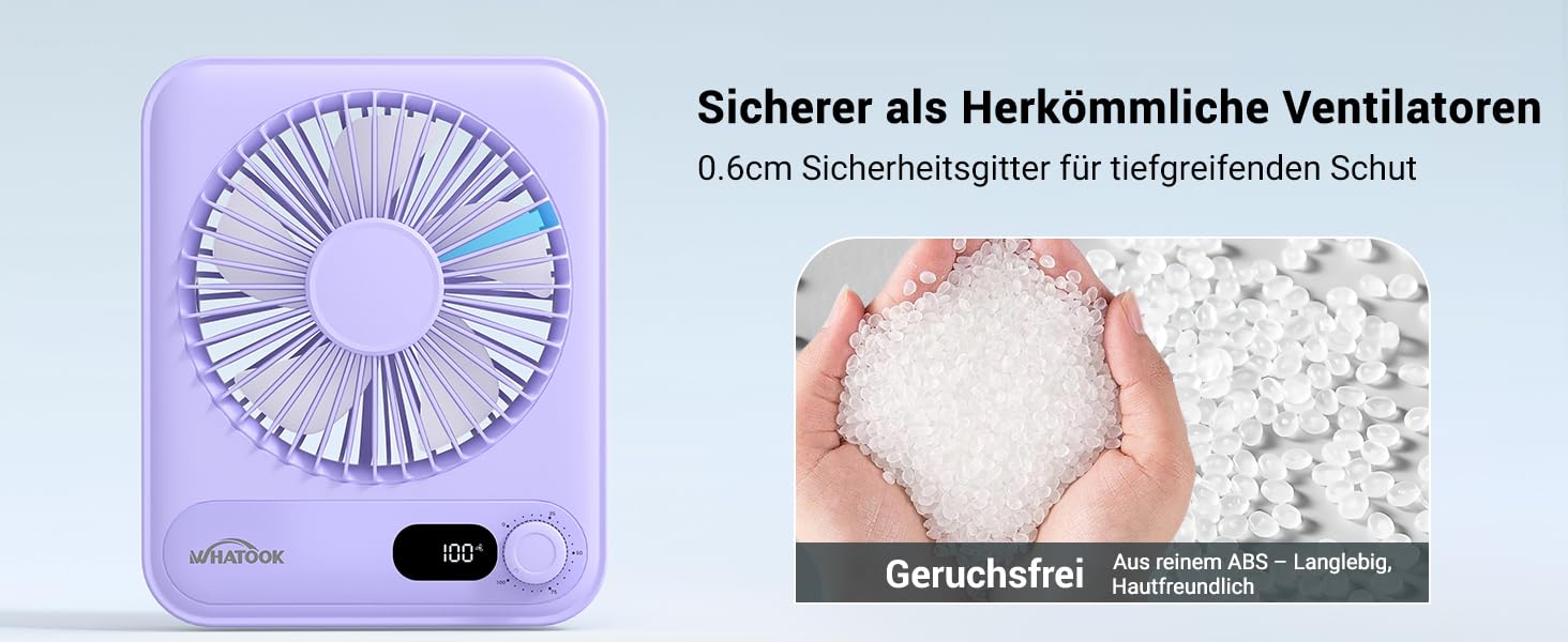 USB вентилятор WHATOOK: безшумний, з регулюванням швидкості 1-100, акумуляторний, з LED-дисплеєм, портативний, компактний, для офісу, дому, кемпінгу, подорожей (5000mAh, рожевий & фіолетовий)