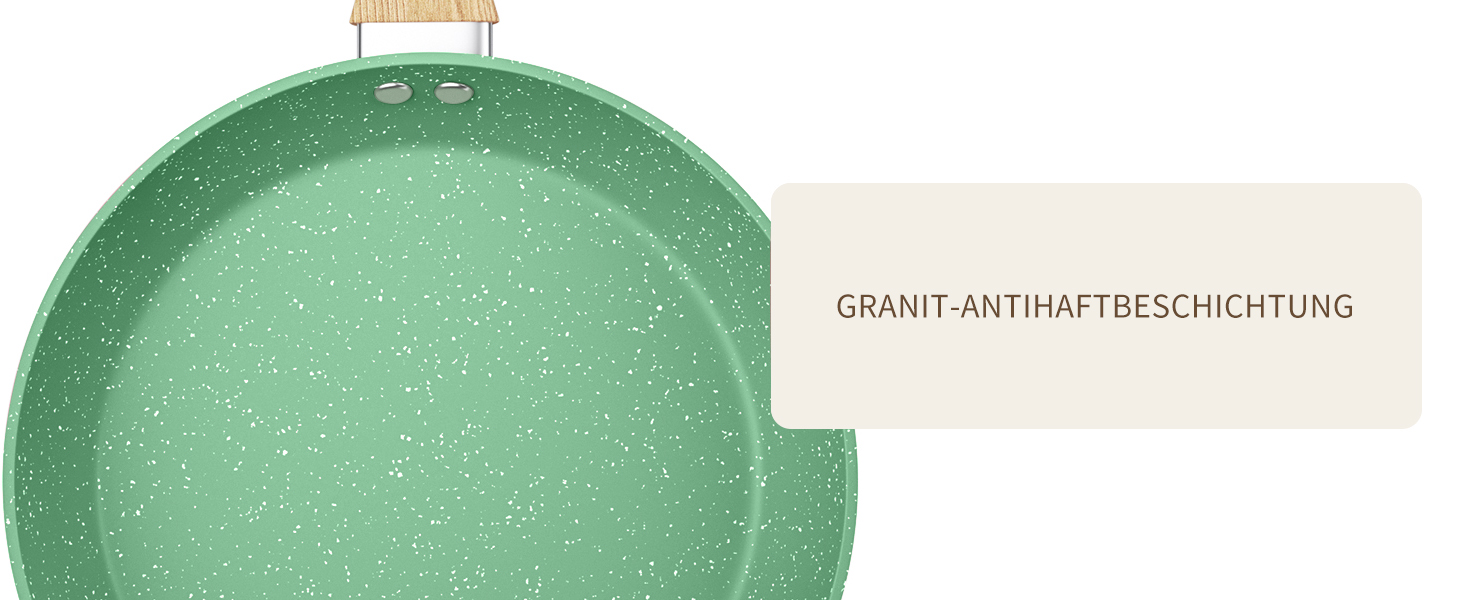 Набір сковорідок Innerwell з кришкою 3 шт. (20 см, 24 см, 28 см), індукційні сковороди з керамічним антипригарним покриттям, для професійного використання, сумісні з духовкою, без PFOA, придатні для миття в посудомийній машині, м'ятно-зелені