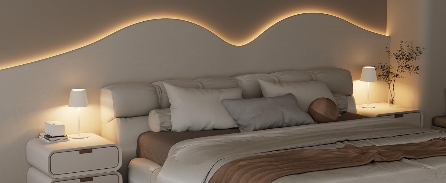 Світлодіодний акумуляторний настільний світильник 26 см, 5000mAh, IP54, 2 шт. (Бежевий) - кемпінговий, для ресторану, спальні, бару