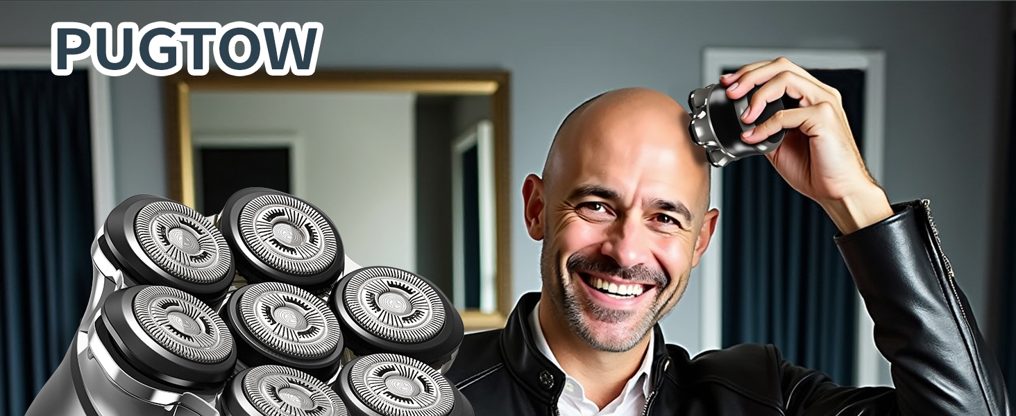 Електричний гоління голови для чоловіків Glatzen, 7D гнучкий знімний гоління, плаваюча головка, водонепроникний для мокрого та сухого використання, гоління з LED-дисплеєм