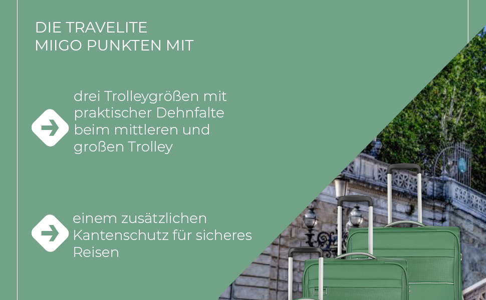 Валіза Travelite MIIGO 77 см, розширювана, з TSA замком, 90-96 л, з екологічних матеріалів, колір: Matcha (зелений)