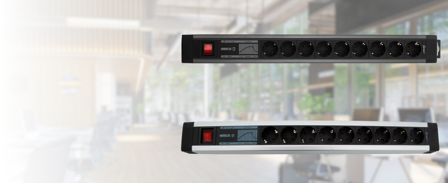 Многофункціональна мережева розетка REV SupraGuard 4-fach з вимикачем, 2.5м кабелю, захистом від перенапруги та фільтром, антрацит-чорний