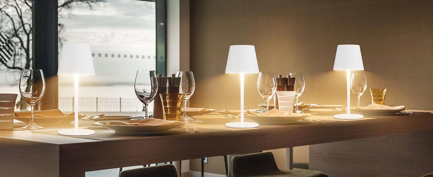 Світлодіодний акумуляторний настільний світильник 26 см, 5000mAh, IP54 (2 шт.) - кемпінговий, для ресторану, спальні, бару