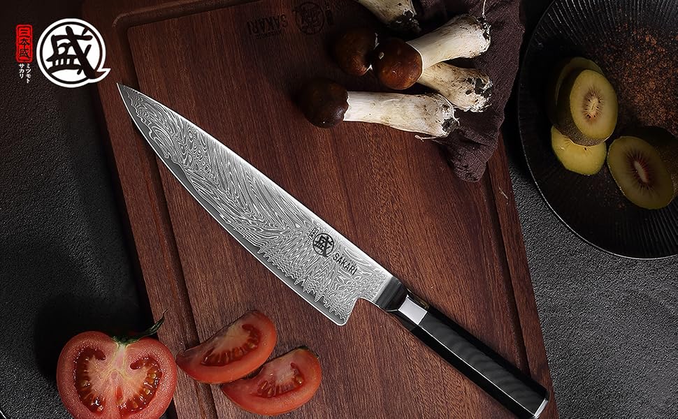 Японський кухонний ніж MITSUMOTO SAKARI Gyuto, порошкова сталь VG-Pro, 20 см, чорна ручка