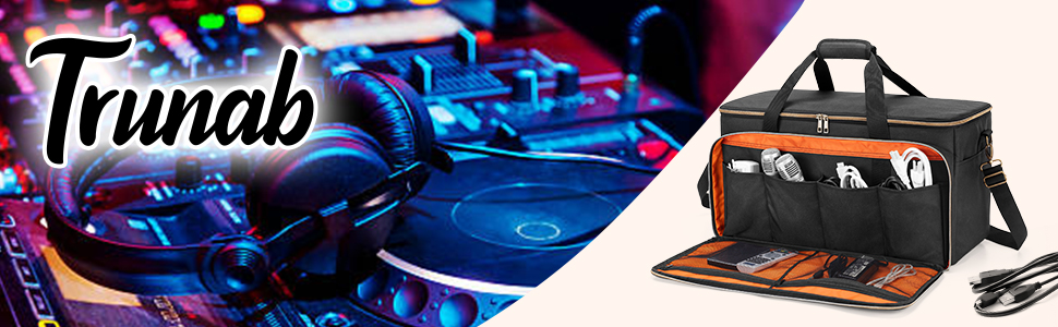 Сумка для DJ Trunab, органайзер кабелів, велика сумка для DJ з знімними перегородками та відділенням для ноутбука 15,6