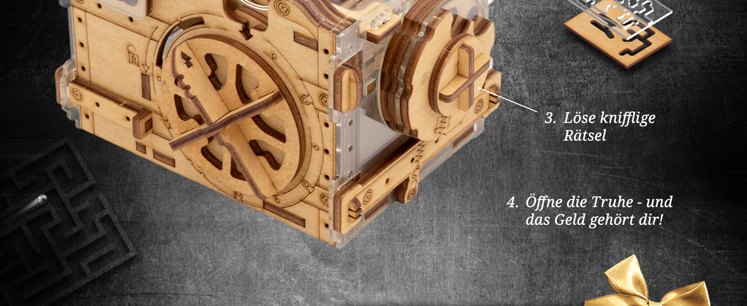 3D головоломка iDventure Amazeing Safe – дерев'яна скринька-скарбничка, сейф-лабіринт, подарункова квест-скриня для грошей, escape room для дорослих, чоловічий подарунок
