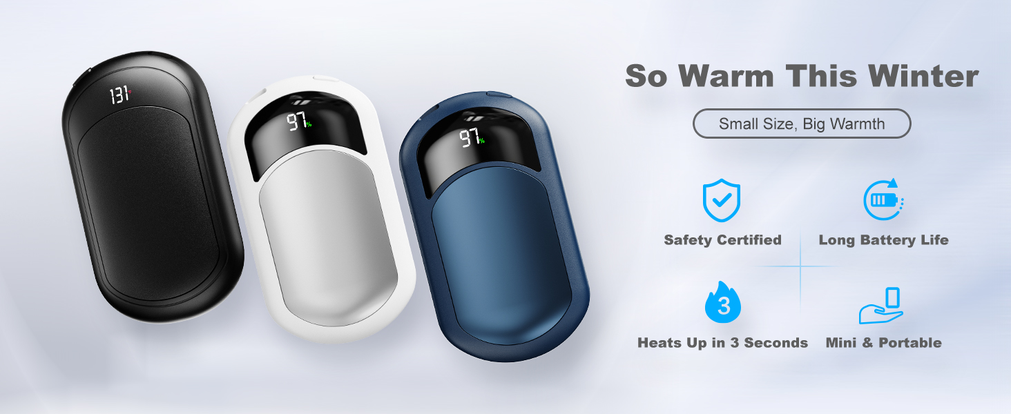 Електричний грілка для рук Macchiatto 2 шт., багаторазовий, 3200mAh, 3 рівні нагріву, до 55°C, чорний