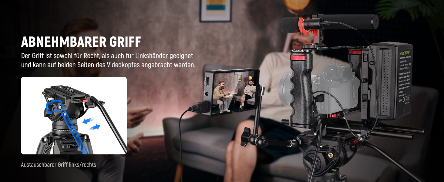 Штатив для відеокамери NEEWER 76' з пливним кріпленням, алюмінієвий, для DSLR/Camcorder, вантажопідйомність 8 кг, LL27