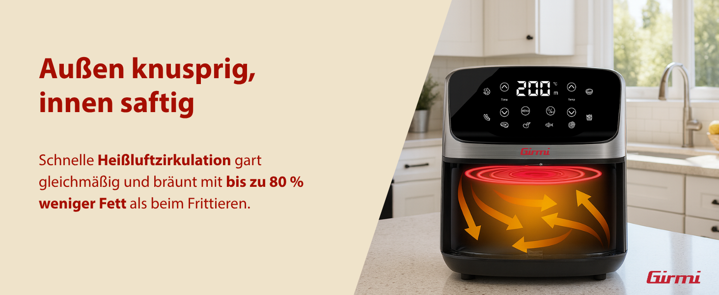 Фритюрниця електрична Girmi Ecofrit Lite 4.2л, 1400 Вт, цифрова панель, 8 програм, сіра