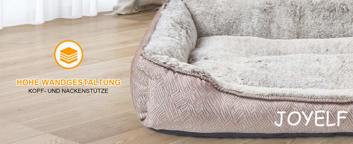 Крісло-лежанка для собак та котів Joyelf, миюче, заспокійливе, анти-стрес, м'яке, плюшеве, для цуценят, кошенят та маленьких собак, прямокутне (81x58 см, колір кава)