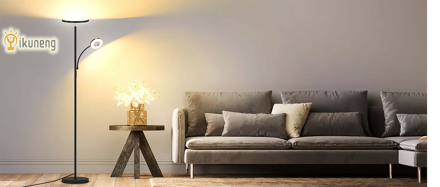 Стельовий LED-прожектор 42W з регулюванням яскравості та лампою для читання, 4200LM, 2700K-6500K, дистанційне керування, сенсорне управління, сучасна підлогова лампа для вітальні, спальні, офісу