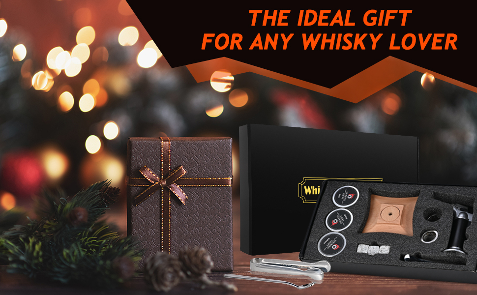 Набір для копчення коктейлів GOLDGE: набір для диму Whiskey з 6 видами тирси, кам'яні димогенератори, подарунок для тата/чоловіка