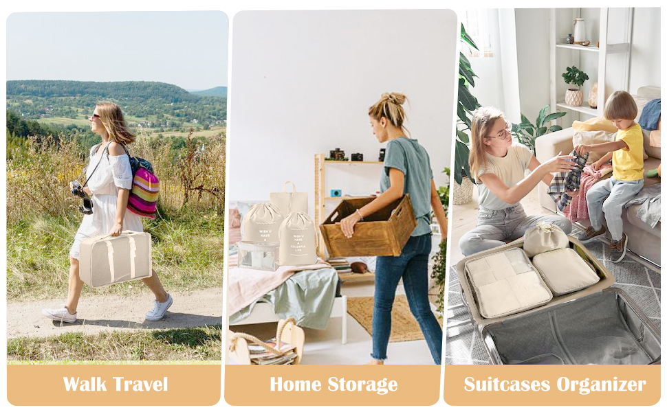 Набір органайзерів для валізи 13 шт., Packing Cubes, водонепроникні органайзери для подорожей та відпустки, прозорі (Бежевий)