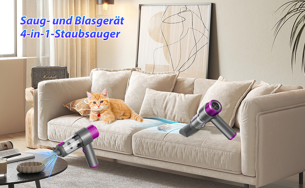 Ручний бездротовий пилосос QQLIKE з акумулятором 15000Pa, HEPA-фільтр, для авто, кухні, видалення шерсті тварин, фіолетовий