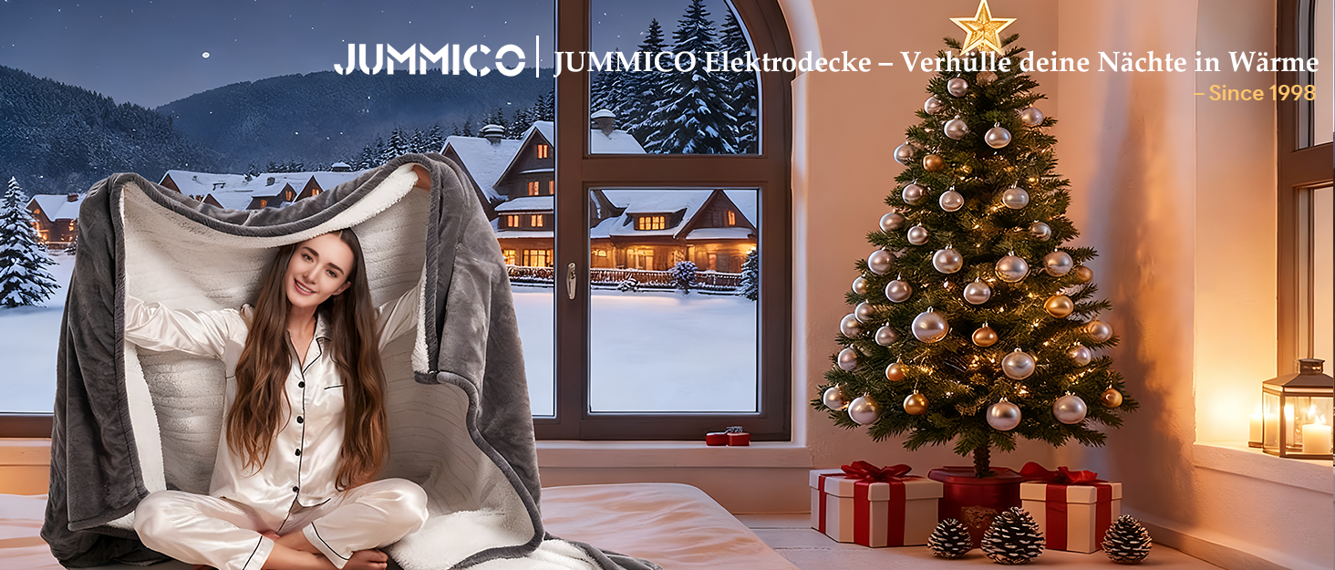 Електрична ковдра JUMMICO Kuschel-Heizdecke 180x130 см, тепла та м'яка - 6 режимів нагріву, таймер 12 годин, пральна, для дивана, ліжка, офісу, сіра