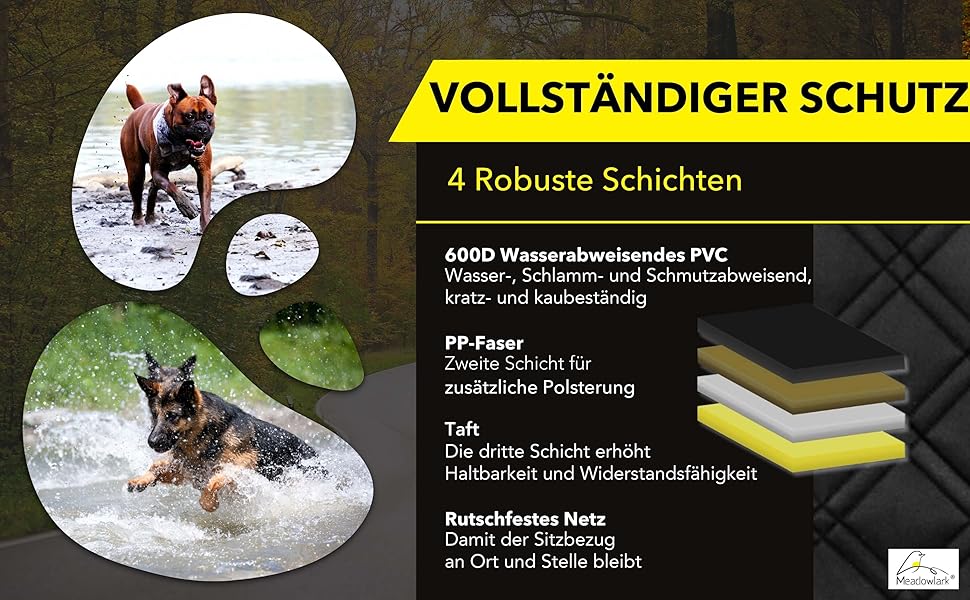 Meadowlark® Автоковдра для собак на заднє сидіння - Водостійка, повна комплектація, сітчасте вікно, захист від шерсті, бруду та подряпин, 2 чохли на підголівники, XL, Чорний (152.5 x 162.5 см)