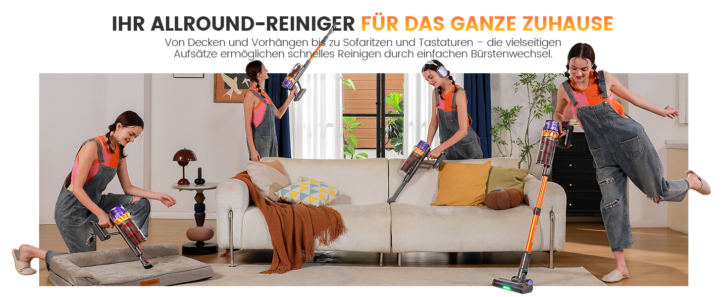 Бездротовий акумуляторний пилосос AlloyMove A05: 50000Pa, 550W, 80 хвилин, LED-дисплей, антизаплутана щітка, 7-ступенева фільтрація, для тварин, твердих поверхонь та килимів